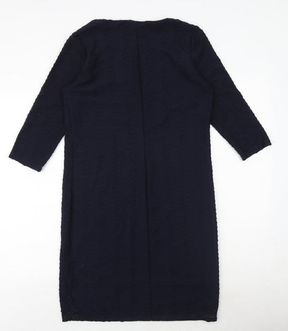 Marks and Spencer Womens Blue Polyester Sheath Size 12 Boat Neck Pullover - Textured