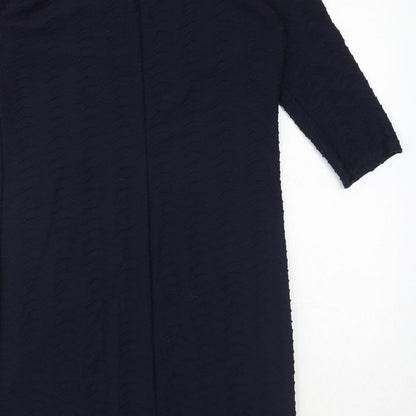 Marks and Spencer Womens Blue Polyester Sheath Size 12 Boat Neck Pullover - Textured