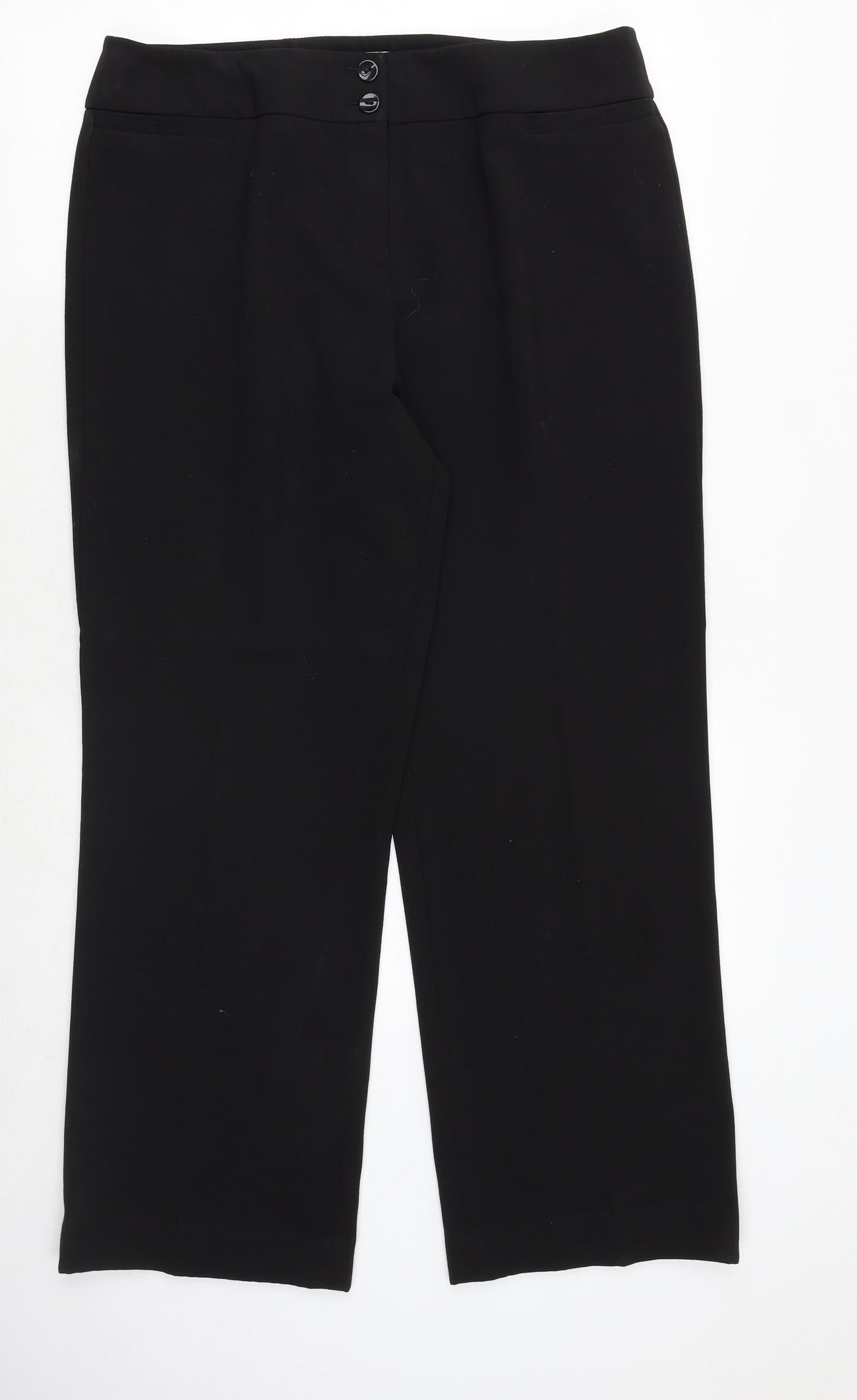 CC Womens Black Polyester Trousers Size 16 Regular Zip