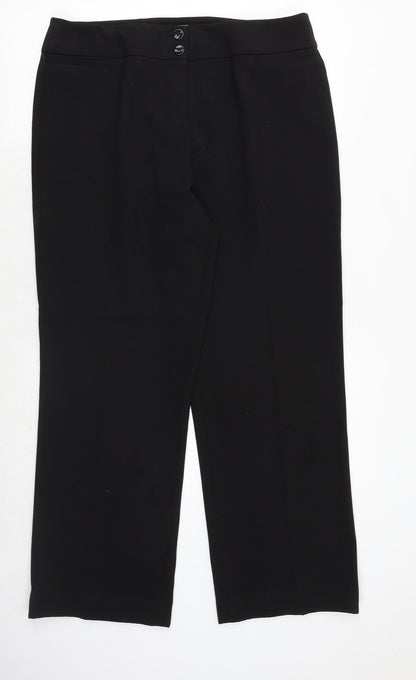 CC Womens Black Polyester Trousers Size 16 Regular Zip