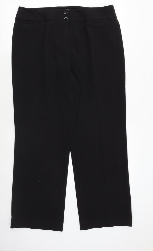 CC Womens Black Polyester Trousers Size 16 Regular Zip