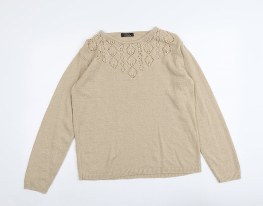 Womens UK Size M Bonmarché Beige Pullover Jumper