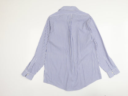 Mens UK Size 16 Kirkland Blue  Button-Up Long Sleeve Casual Shirt