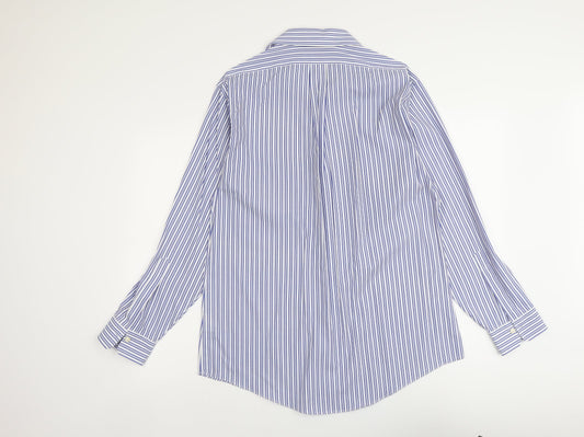 Mens UK Size 16 Kirkland Blue  Button-Up Long Sleeve Casual Shirt