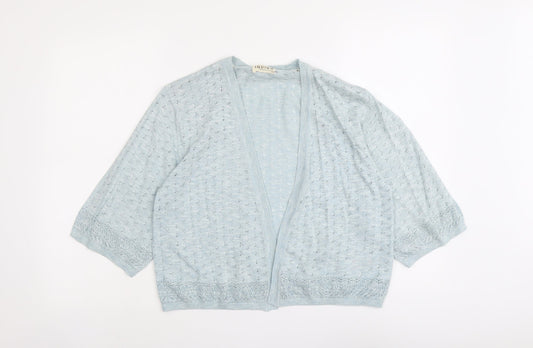 Indigo Womens Blue V-Neck Acrylic Cardigan Jumper Size 14