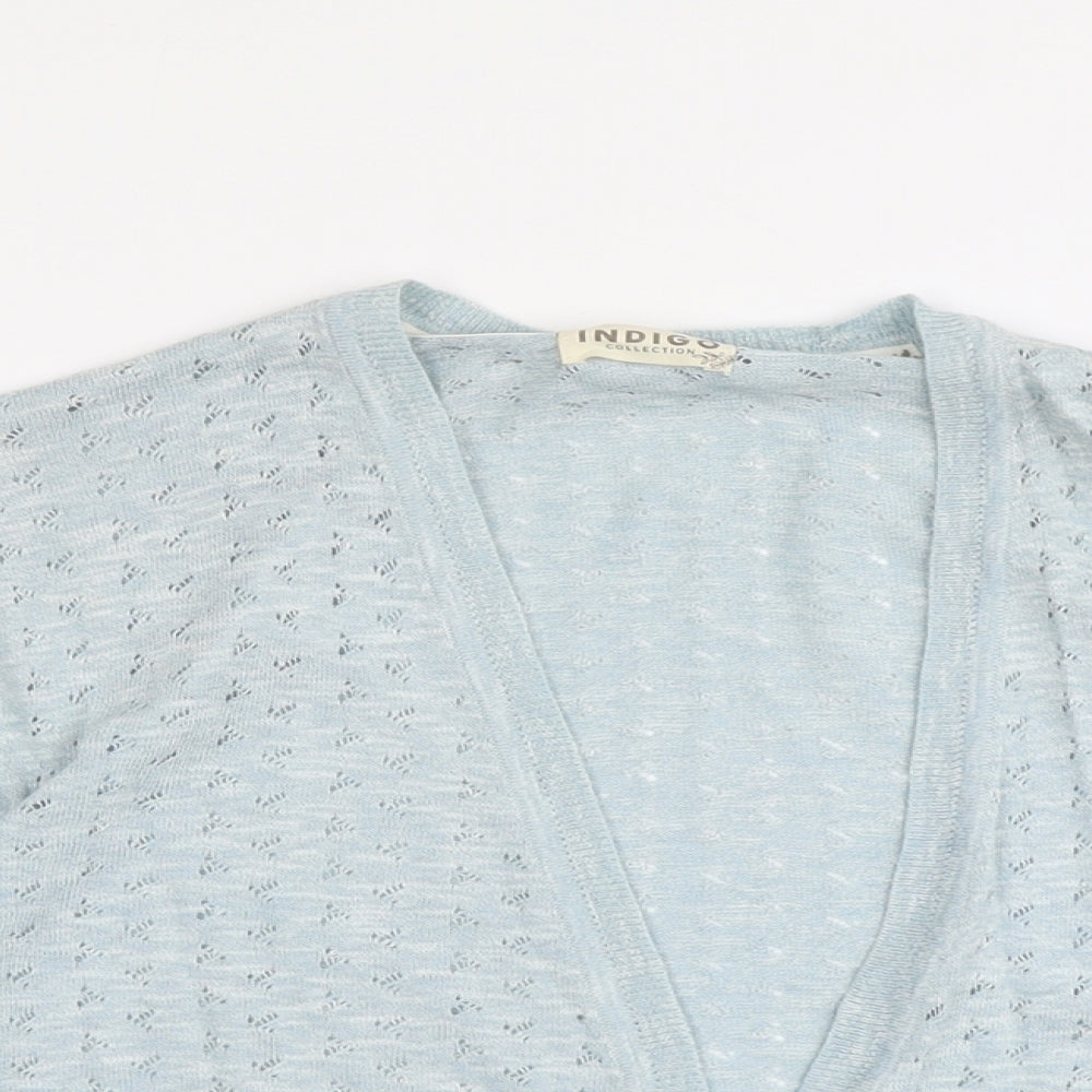 Womens UK Size 14 Indigo Blue Cardigan Jumper