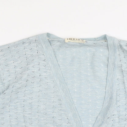 Womens UK Size 14 Indigo Blue Cardigan Jumper