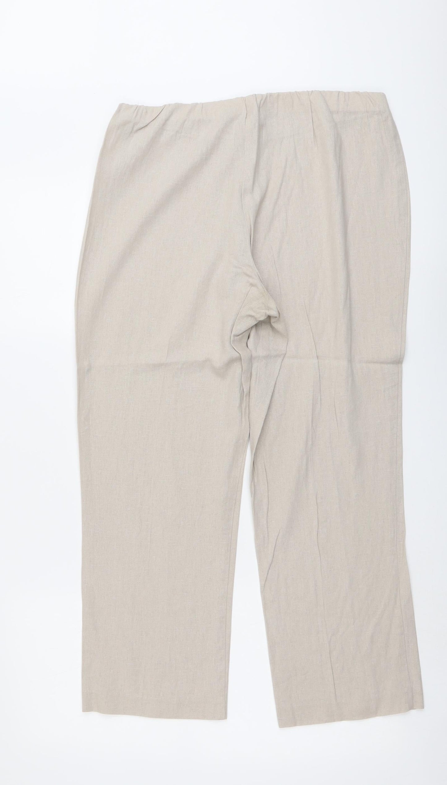 Classic Womens Beige Linen Trousers Size 10 L25 in Regular