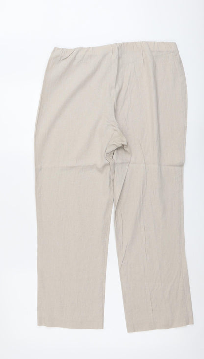 Classic Womens Beige Linen Trousers Size 10 L25 in Regular