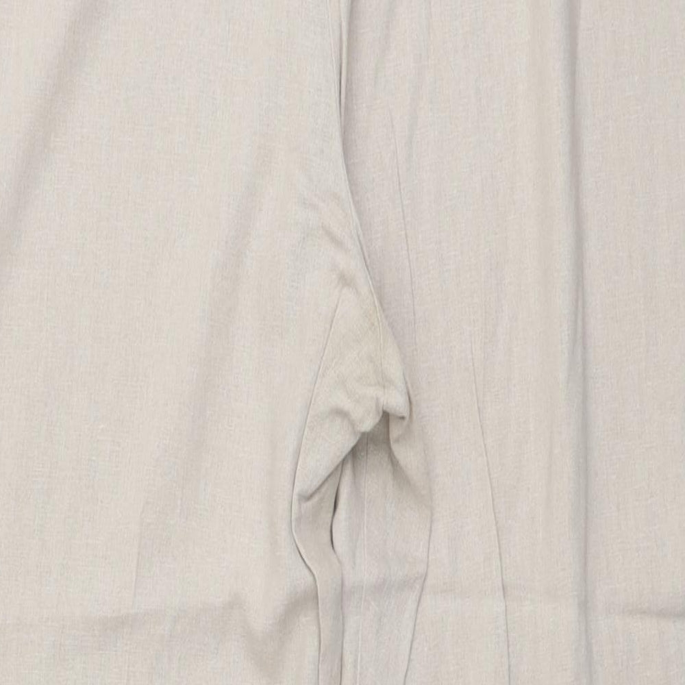 Classic Womens Beige Linen Trousers Size 10 L25 in Regular