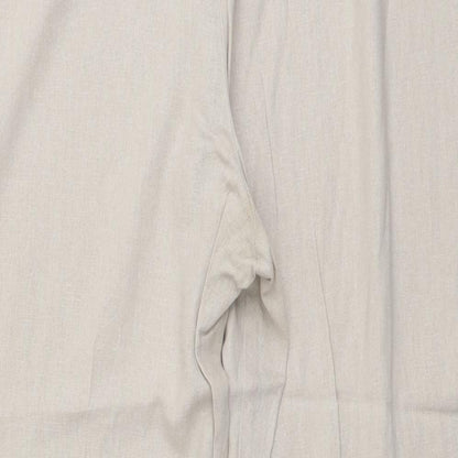 Classic Womens Beige Linen Trousers Size 10 L25 in Regular