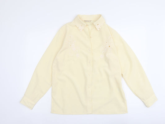 Daxon Womens Ivory Polyester Basic Button-Up Size 14 Collared
