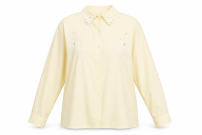Daxon Womens Ivory Polyester Basic Button-Up Size 14 Collared