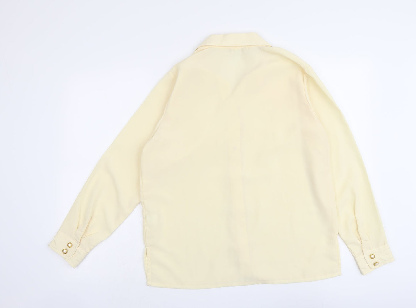 Daxon Womens Ivory Polyester Basic Button-Up Size 14 Collared