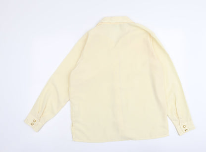 Daxon Womens Ivory Polyester Basic Button-Up Size 14 Collared