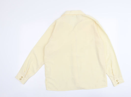 Daxon Womens Ivory Polyester Basic Button-Up Size 14 Collared