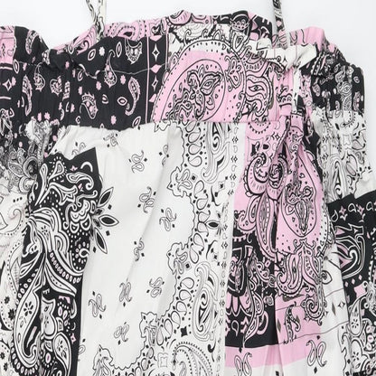 ASOS Womens Multicoloured Paisley Cotton A-Line Size 10 Square Neck Pullover