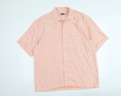 Armando Mens Orange Cotton Button-Up Size XL Collared Button