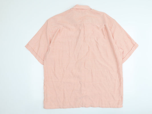 Armando Mens Orange Cotton Button-Up Size XL Collared Button