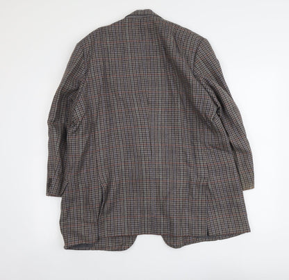 Washington Mens Grey Geometric Wool Jacket Suit Jacket Size 44 Regular