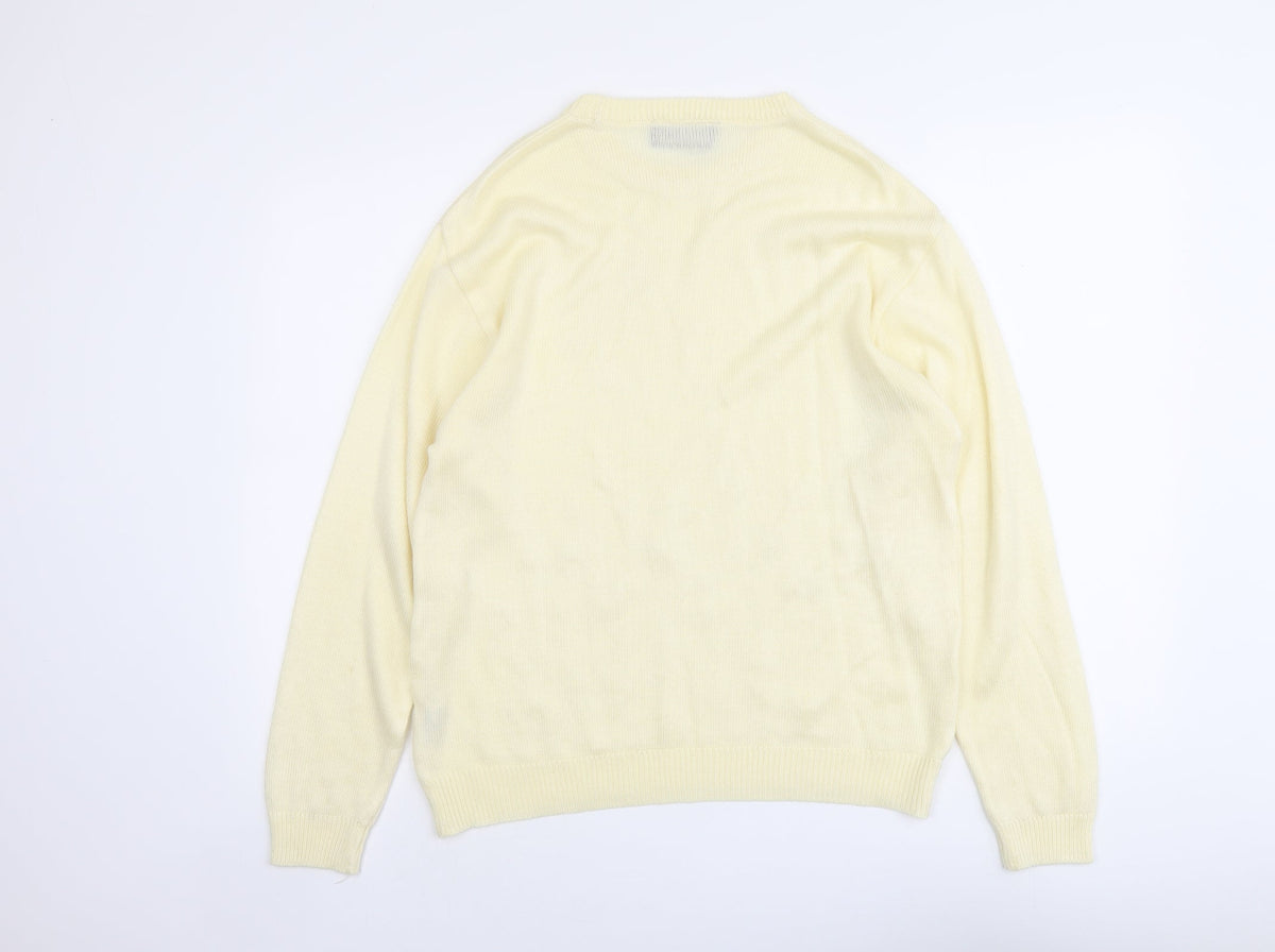 Allwyn Womens Ivory Round Neck Acrylic Pullover Jumper Size M