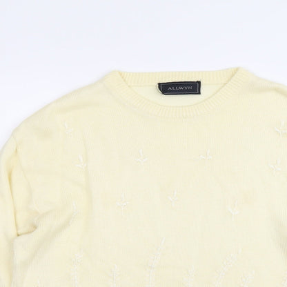 Allwyn Womens Ivory Round Neck Acrylic Pullover Jumper Size M