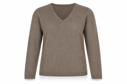 Debbie Morgan Womens Brown V-Neck Acrylic Pullover Jumper Size L