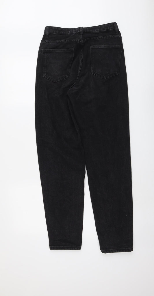 PRETTYLITTLETHING Womens Black Cotton Straight Jeans Size 6 L30 in Regular Button