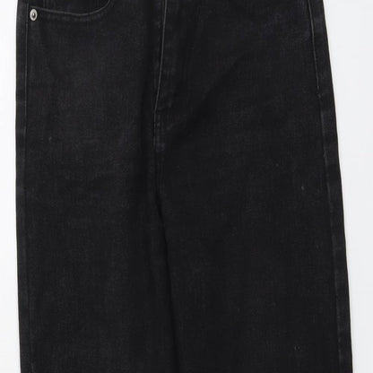 PRETTYLITTLETHING Womens Black Cotton Straight Jeans Size 6 L30 in Regular Button