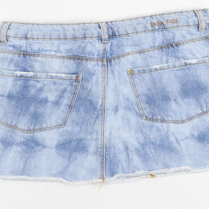 Zara Girls Blue Tie Dye Cotton Mini Skirt Size 11-12 Years Regular Button