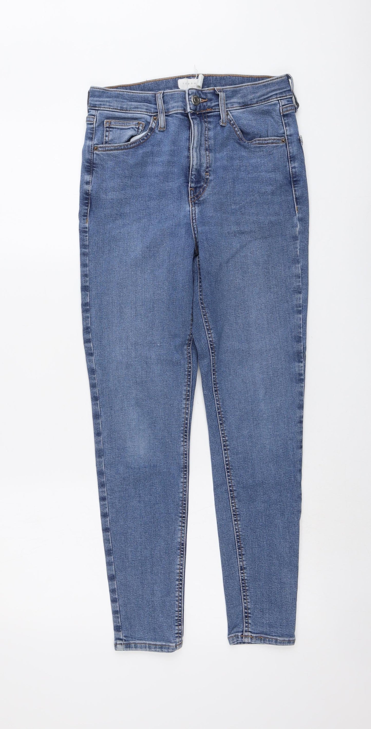 Topshop Womens Blue Cotton Skinny Jeans Size 26 in L26 in Regular Button