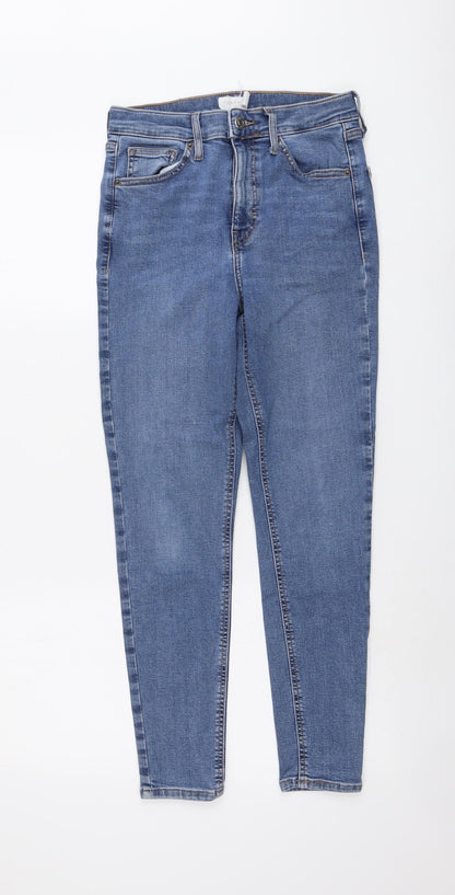 Topshop Womens Blue Cotton Skinny Jeans Size 26 in L26 in Regular Button
