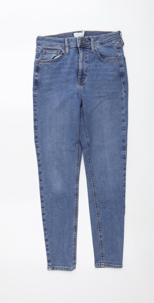 Topshop Womens Blue Cotton Skinny Jeans Size 26 in L26 in Regular Button
