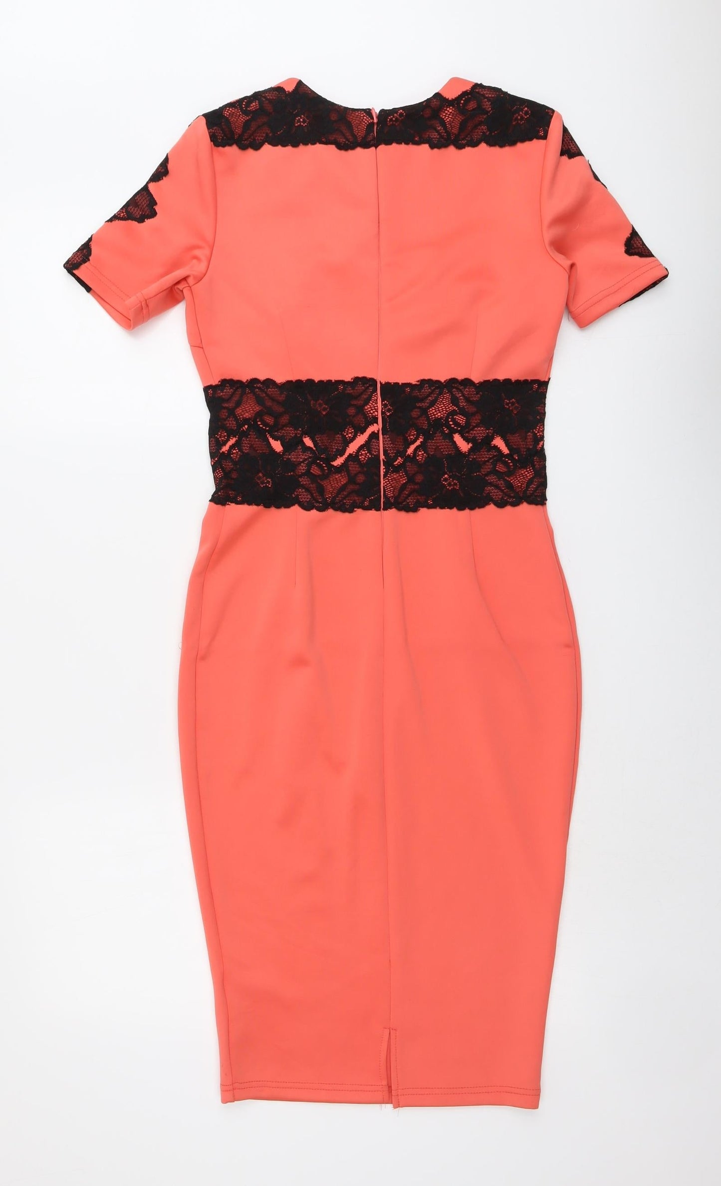 AX Paris Womens Orange Polyester Bodycon Size 10 Round Neck Zip