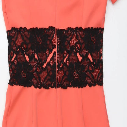 AX Paris Womens Orange Polyester Bodycon Size 10 Round Neck Zip