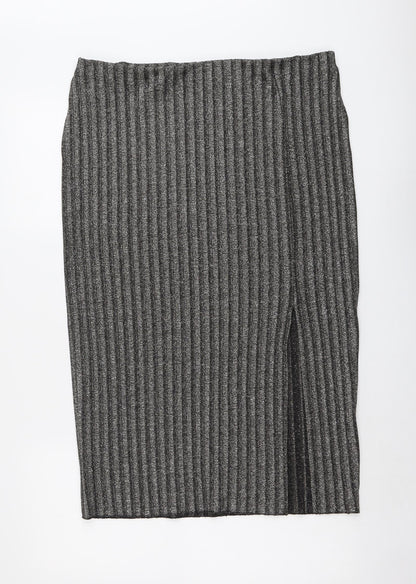 H&M Womens Black Polyester Straight & Pencil Skirt Size L