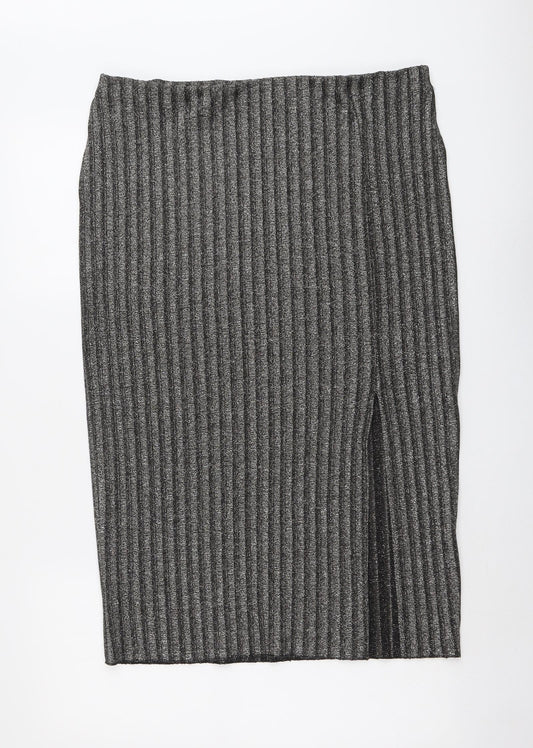 H&M Womens Black Polyester Straight & Pencil Skirt Size L