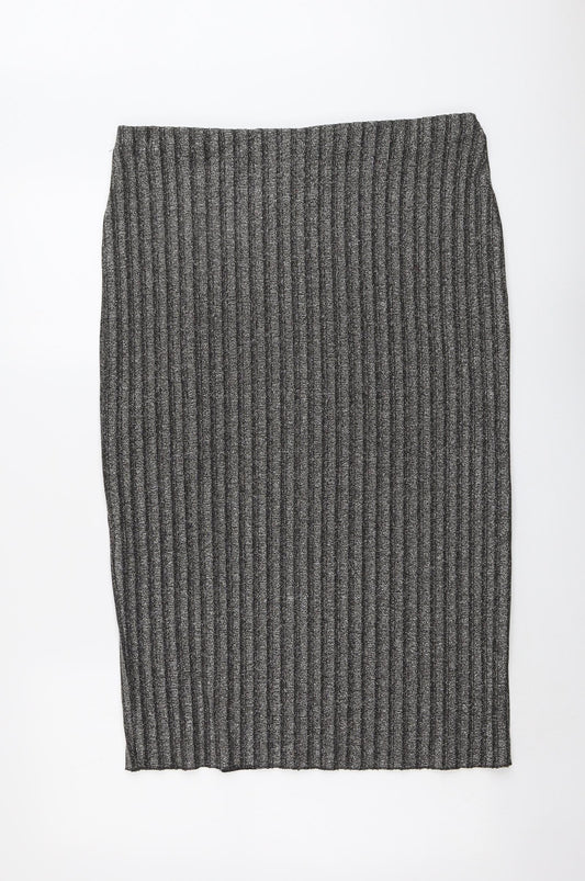 H&M Womens Black Polyester Straight & Pencil Skirt Size L