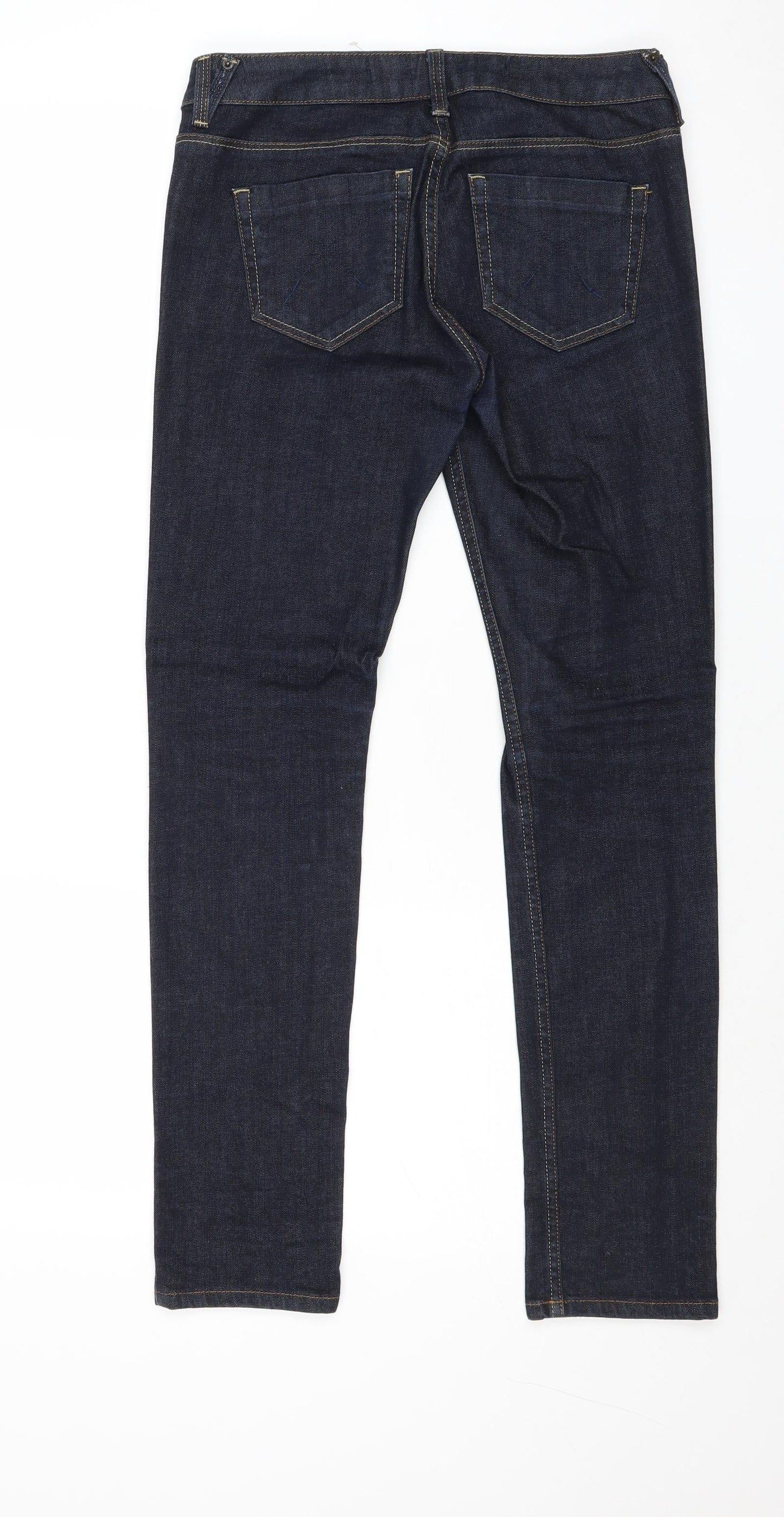 Topshop Womens Blue Cotton Straight Jeans Size 28 in Regular Zip