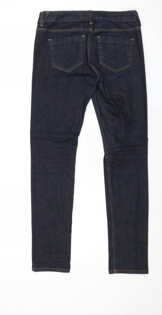 Topshop Womens Blue Cotton Straight Jeans Size 28 in Regular Zip