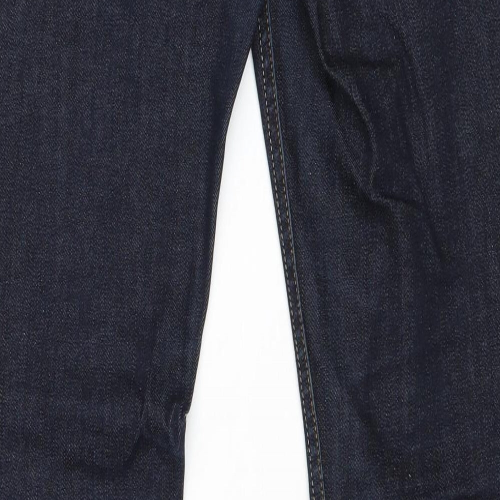 Topshop Womens Blue Cotton Straight Jeans Size 28 in Regular Zip