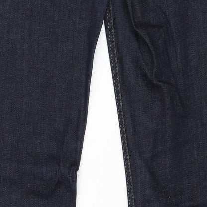 Topshop Womens Blue Cotton Straight Jeans Size 28 in Regular Zip