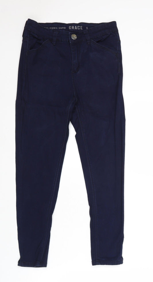 Oasis Womens Blue Cotton Skinny Jeans Size 6 Regular Zip