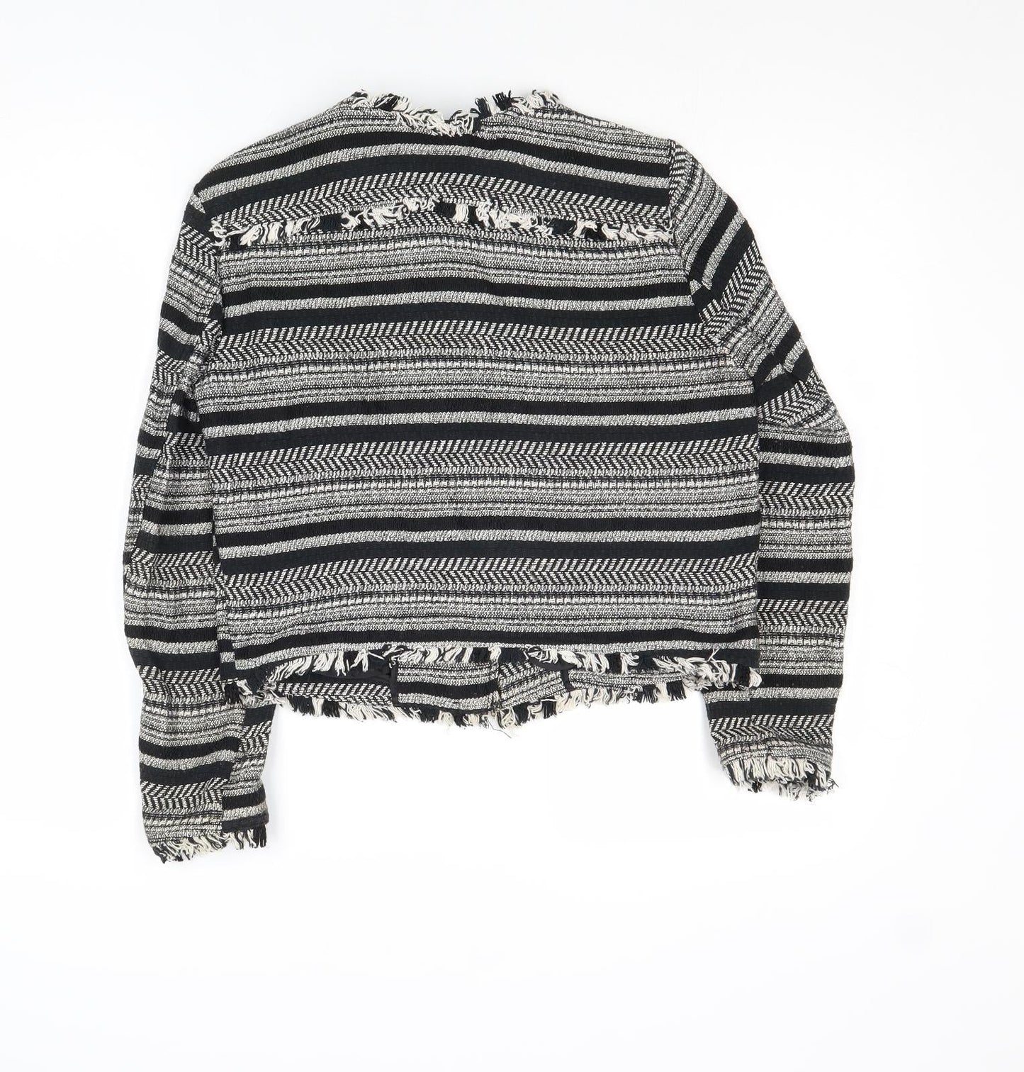 Divided by H&M Womens Multicoloured Striped Biker Jacket Size 12 Zip