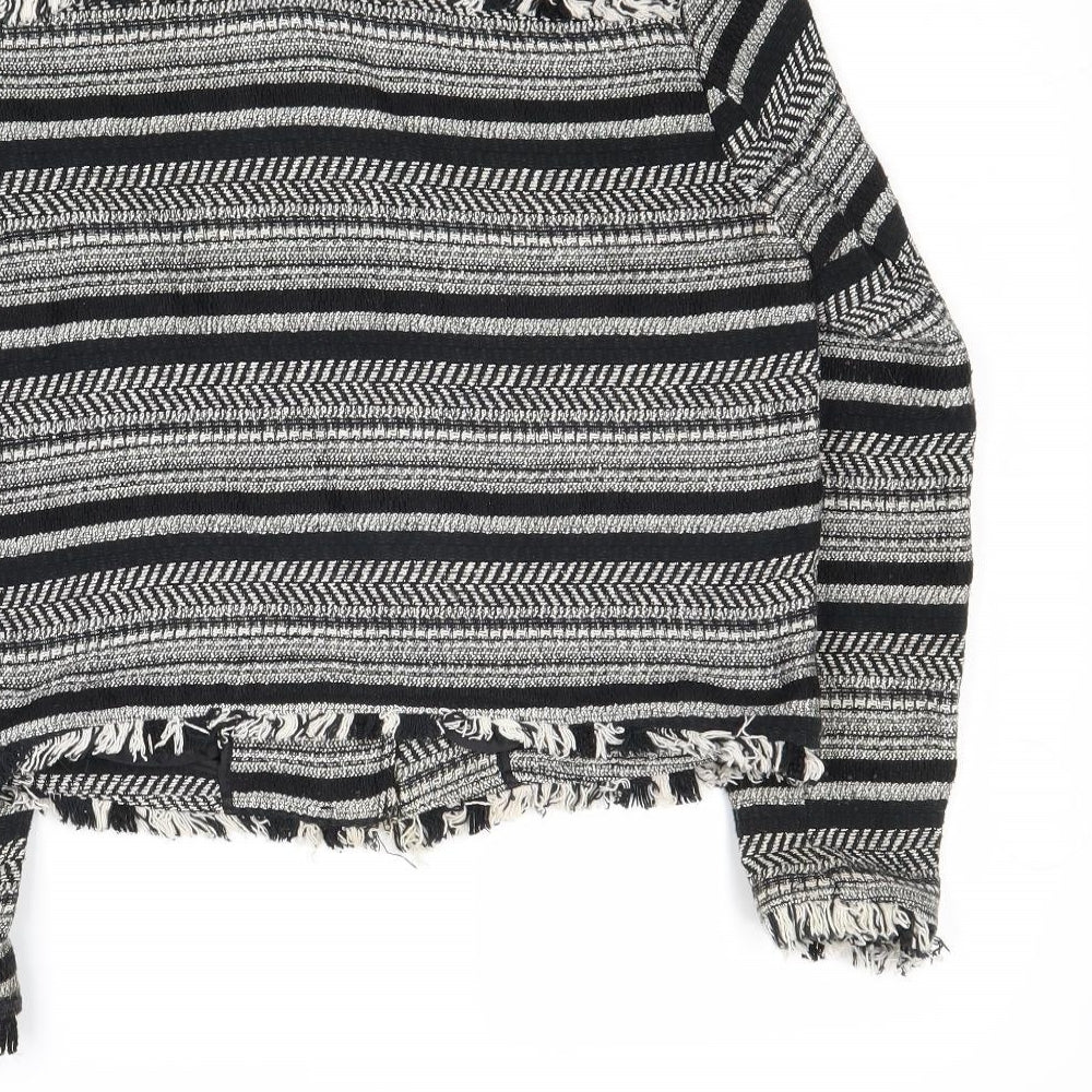 Divided by H&M Womens Multicoloured Striped Biker Jacket Size 12 Zip