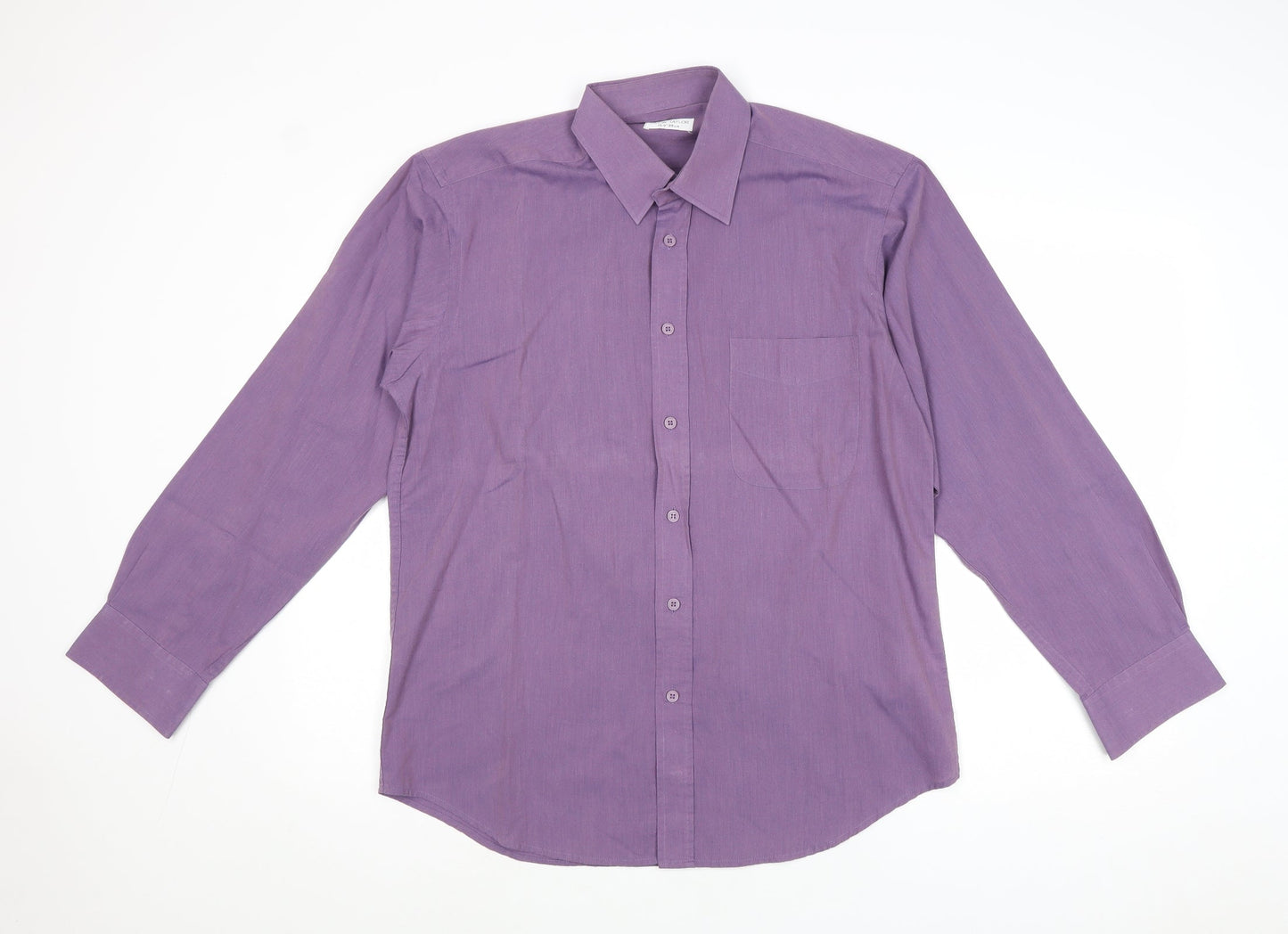 Simon Taylor Mens Purple Polyester Button-Up Size 15.5 Collared Button