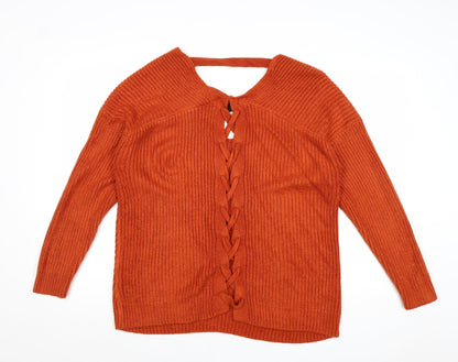 Womens UK Size S New Look Orange Pullover Jumper