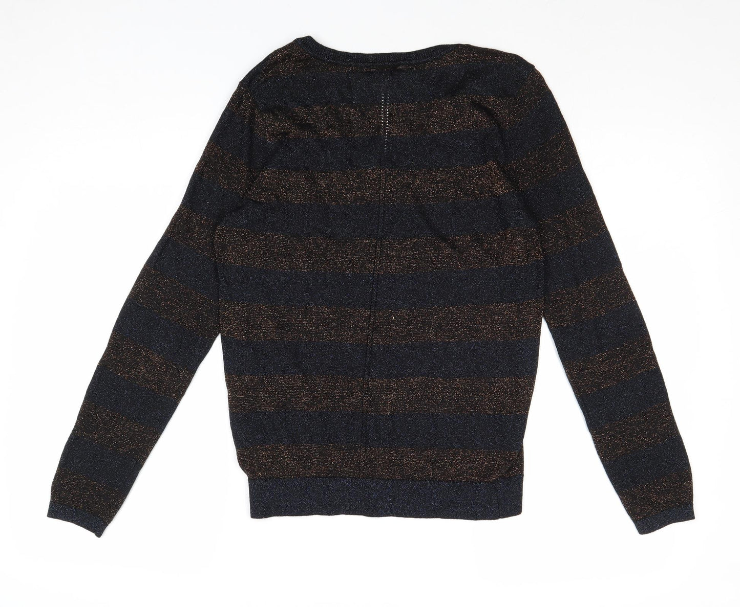 Nine Savannah Miller Womens Multicoloured V-Neck Striped Viscose Pullover Jumper Size 10