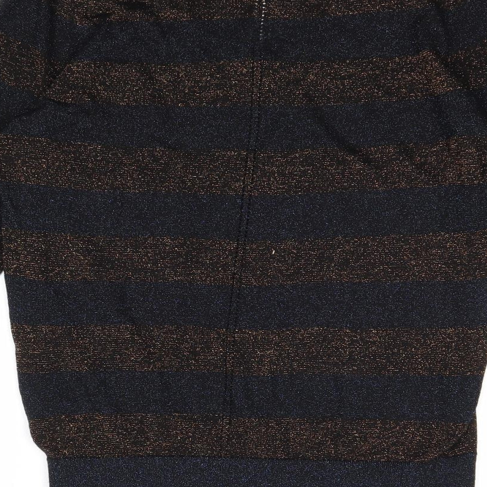 Nine Savannah Miller Womens Multicoloured V-Neck Striped Viscose Pullover Jumper Size 10