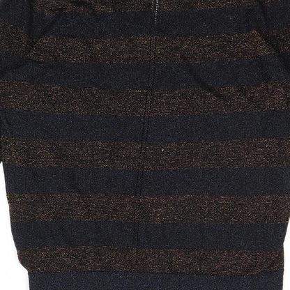 Nine Savannah Miller Womens Multicoloured V-Neck Striped Viscose Pullover Jumper Size 10